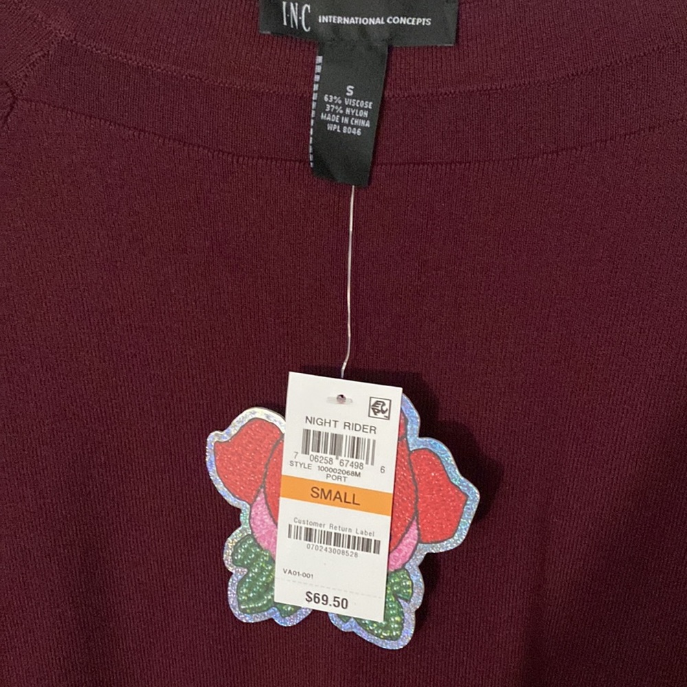 INC bell sleeve, Cabernet Top new w/tags - Picture 4 of 5